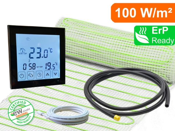 Thermostat RT-45 schwarz mit elektrische Fußbodenheizung UltraPro 100 für Fliesen