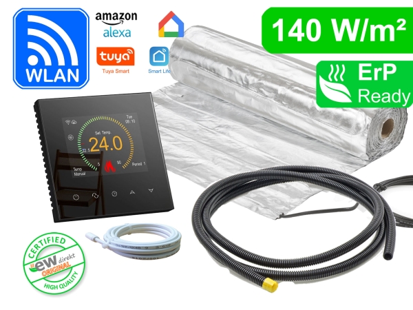 Thermostat RT-70 Wlan schwarz mit AluPro 140 W/m² für Laminat / Klickvinyl