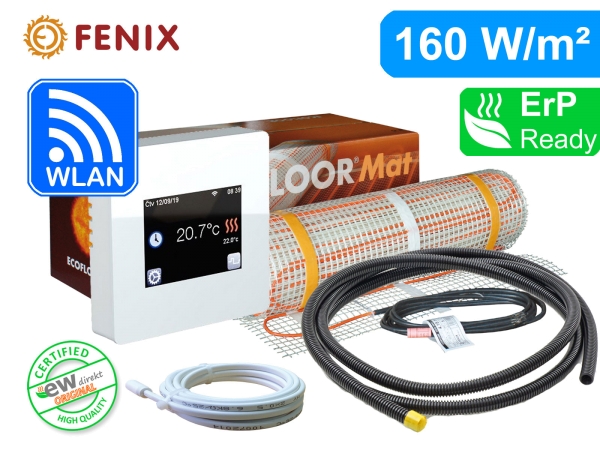 Thermostat Fenix TFT - WIFI mit Ecofloor 160 W/m² elektrischer Heizmatte für Fliesen