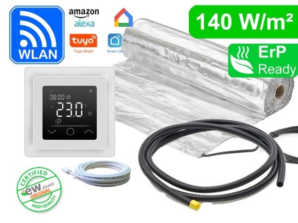 Thermostat RT-63 Wlan weiß mit AluPro 140 W/m² für Laminat / Klickvinyl