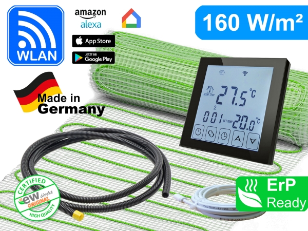 Thermostat RT-60 Wlan mit elektrischer Heizmatte UltraPro für Fliesen 160 W/m²