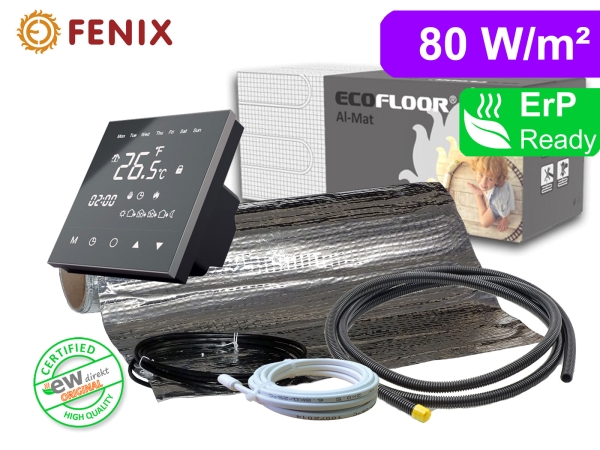Elektrische Fußbodenheizung Thermostat RT-50 mit FENIX AL-MAT 80 W/m² für Laminat / Klickvinyl