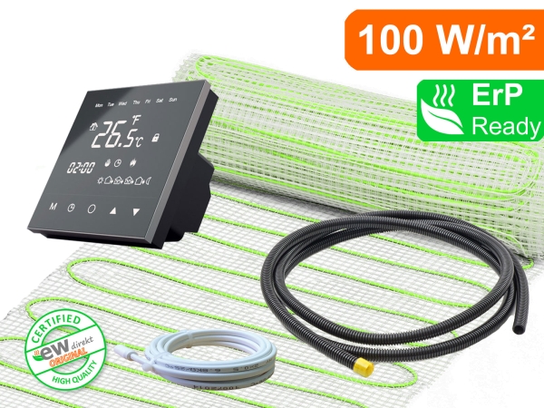 Thermostat RT-50 schwarz mit elektrische Fußbodenheizung UltraPro 100 für Fliesen