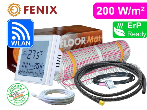 Thermostat RT-60 Wlan mit FENIX Ecofloor 200 W/m² elektrischer Heizmatte für Fliesen