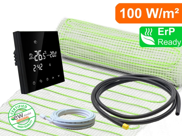 Thermostat RT-50 schwarz mit elektrische Fußbodenheizung UltraPro 100 für Fliesen