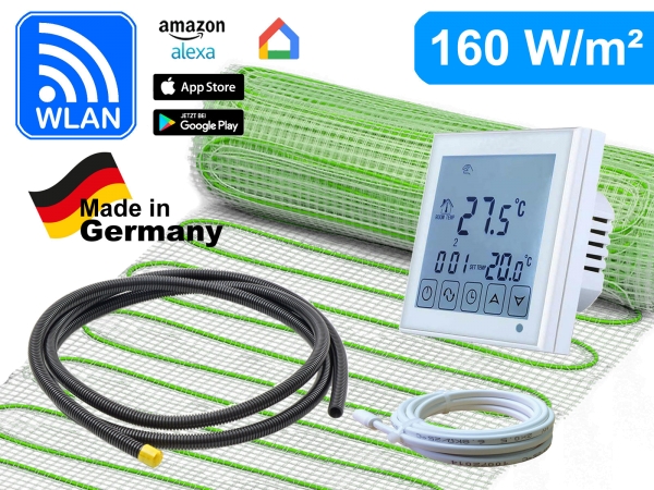 Thermostat RT-60 Wlan mit elektrischer Heizmatte UltraPro für Fliesen 160 W/m²