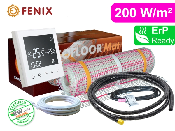 Thermostat RT-50 mit FENIX Ecofloor 200 W/m² elektrischer Heizmatte für Fliesen