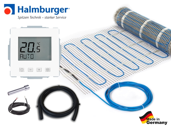 Halmburger Thermostat EFK-62 mit elektrischer Heizmatte TVMT-K für Fliesen 160 W/m²