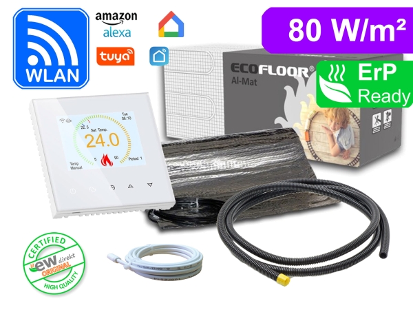 Elektrische Fußbodenheizung Thermostat RT-70 mit FENIX AL-MAT 80 W/m² für Laminat / Klickvinyl