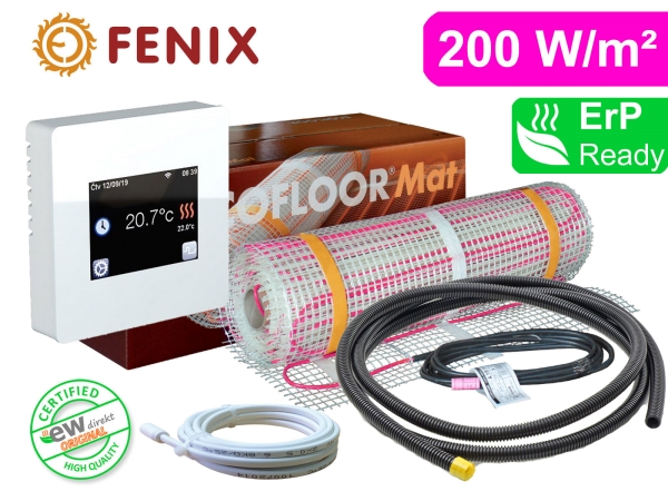Thermostat Fenix TFT - WIFI mit Ecofloor 200 W/m² elektrischer Heizmatte für Fliesen