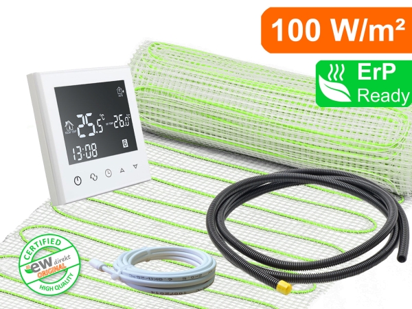 Thermostat RT-50 weiß mit elektrische Fußbodenheizung UltraPro 100 für Fliesen
