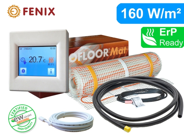 Thermostat Fenix TFT mit Ecofloor 160 W/m² elektrischer Heizmatte für Fliesen